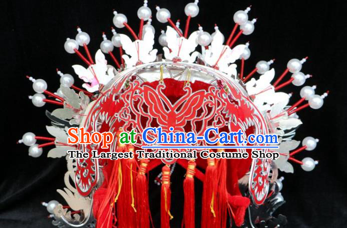 China Peking Opera Diva Red Phoenix Coronet Beijing Opera Hua Tan Headdress Ancient Bride Hair Accessories