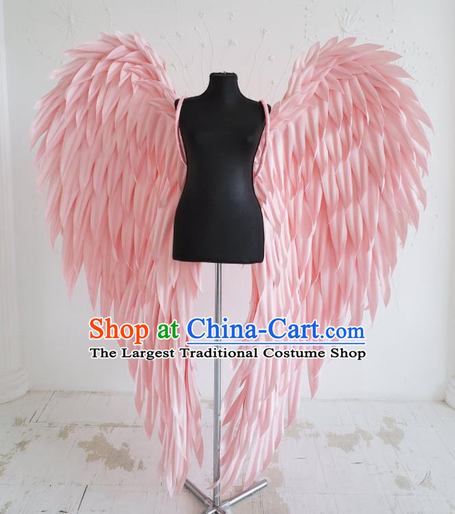 Custom Halloween Stage Show Decorations Carnival Parade Angel Back Accessories Brazil Catwalks Props Cosplay Deluxe Pink Feather Wings