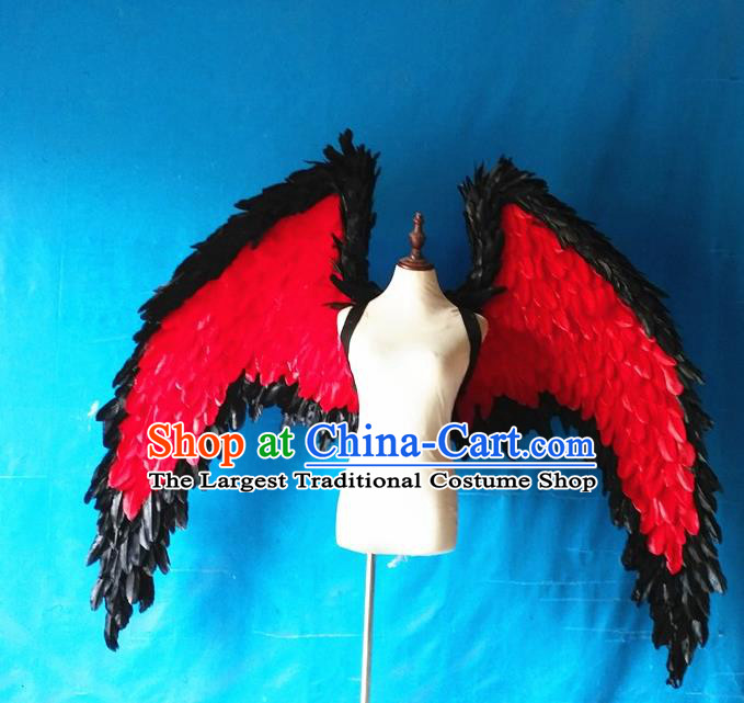 Custom Christmas Performance Props Carnival Parade Feather Accessories Miami Catwalks Back Decorations Cosplay Demon Red Feathers Wings