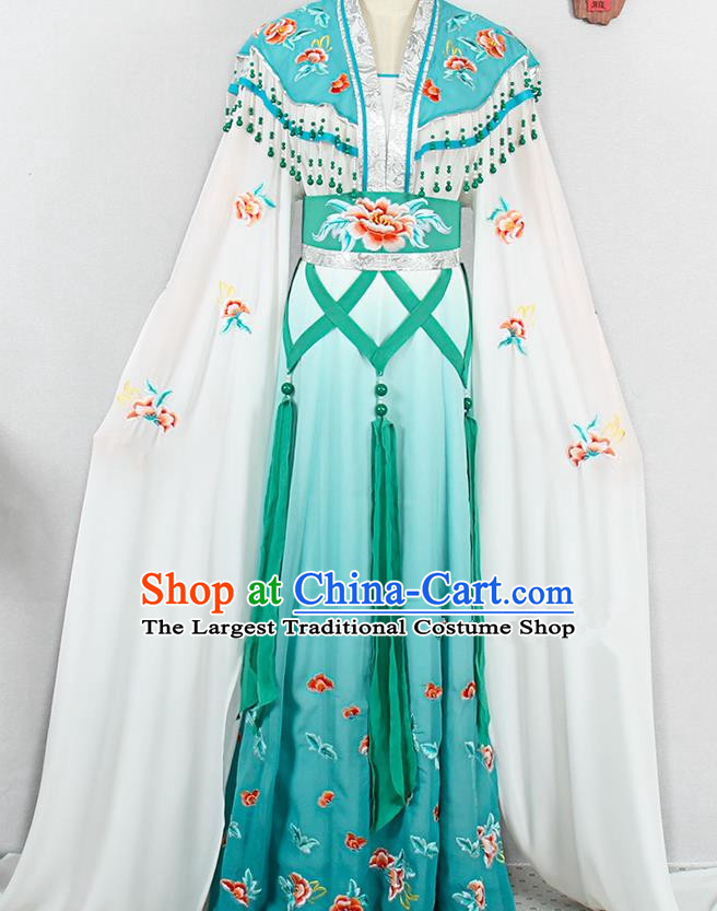 Chinese Traditional Hainan Opera Diva Green Dress Outfits Peking Opera Princess Clothing Ancient Young Beauty Garment Costumes