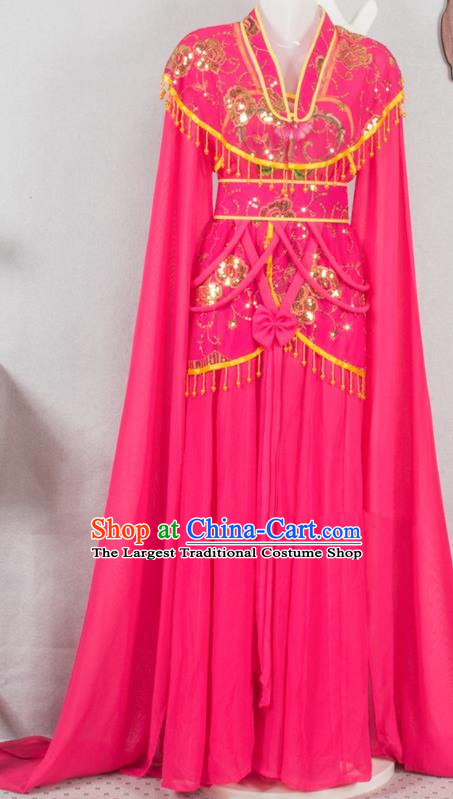 Chinese Traditional Shaoxing Opera Actress Rosy Dress Outfits Peking Opera Diva Clothing Ancient Fairy Garment Costumes