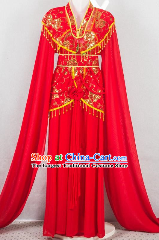 Chinese Ancient Fairy Garment Costumes Traditional Shaoxing Opera Actress Red Dress Outfits Peking Opera Diva Clothing