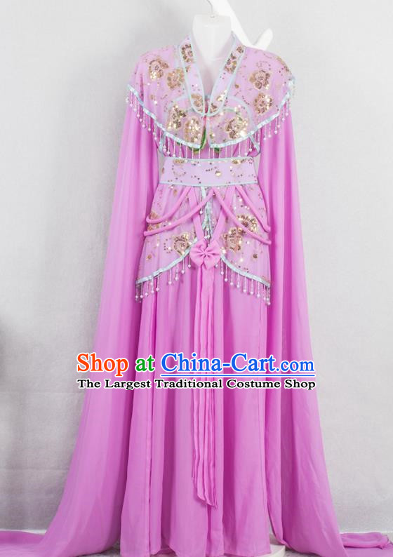 Chinese Ancient Princess Garment Costumes Traditional Shaoxing Opera Fairy Lilac Dress Outfits Peking Opera Young Lady Clothing