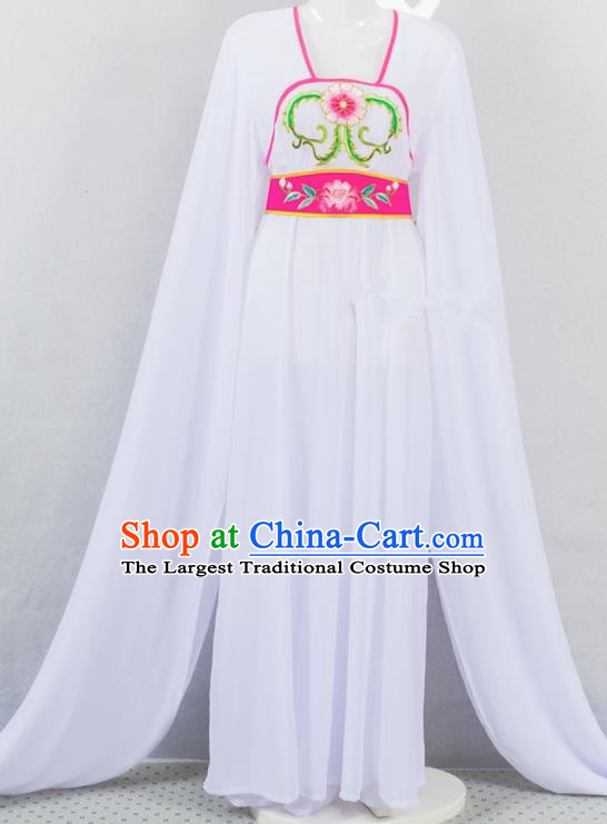 Chinese Peking Opera Hua Tan Clothing Ancient Court Maid Garment Costumes Traditional Huangmei Opera Actress White Dress Outfits