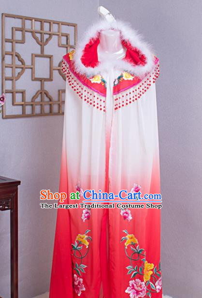 Chinese Traditional Shaoxing Opera Actress Red Mantle Peking Opera Hua Tan Clothing Ancient Princess Cape