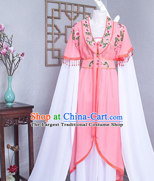 Chinese Ancient Nobility Lady Pink Dress Outfits Traditional Shaoxing Opera Garment Costume Peking Opera Hua Tan Clothing