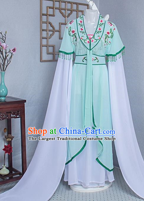 Chinese Peking Opera Hua Tan Clothing Ancient Nobility Lady Light Green Dress Outfits Traditional Shaoxing Opera Garment Costume