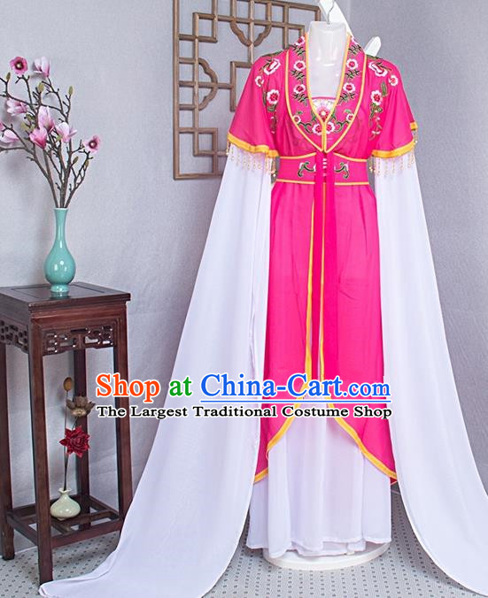 Chinese Ancient Noble Lady Rosy Dress Outfits Traditional Huangmei Opera Actress Garment Costume Beijing Opera Hua Tan Clothing