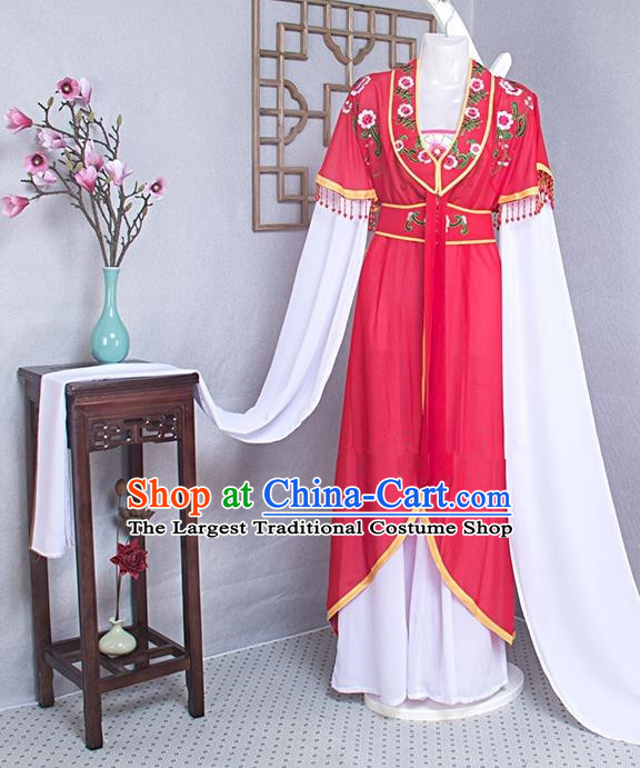 Chinese Traditional Huangmei Opera Actress Garment Costume Beijing Opera Hua Tan Clothing Ancient Noble Lady Red Dress Outfits