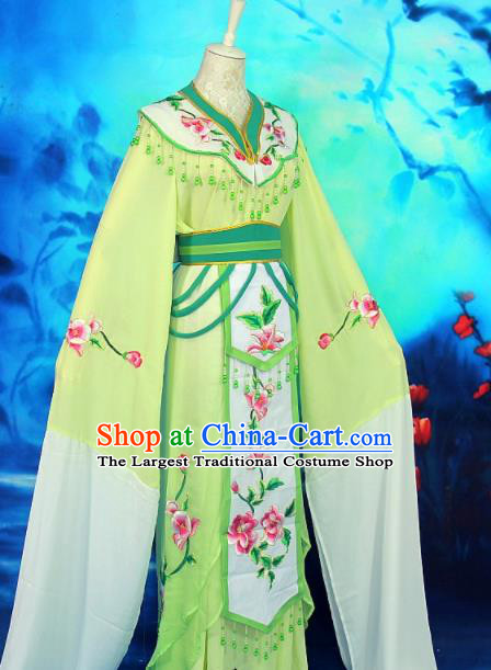 Chinese Traditional Shaoxing Opera Diva Garment Costume Beijing Opera Hua Tan Clothing Ancient Nobility Lady Green Dress Outfits