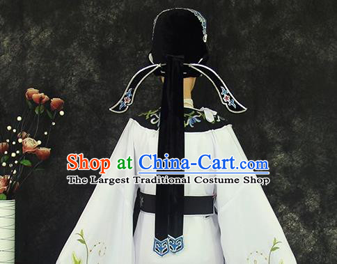 China Peking Opera Xiaosheng Clothing Beijing Opera Young Childe Apparel Shaoxing Opera Scholar Embroidered White Robe