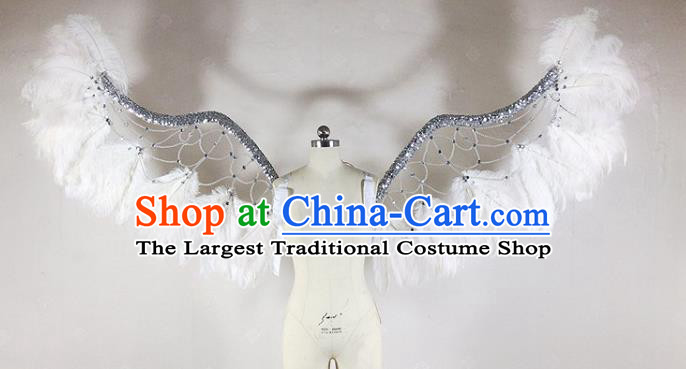 Custom Stage Show Prop Accessories Christmas Performance Deluxe White Feather Wings Miami Catwalks Back Decorations Halloween Cosplay Angel Wing