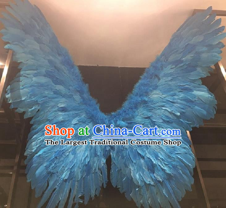 Custom Miami Show Back Decorations Cosplay Fancy Angel Accessories Stage Performance Deluxe Props Halloween Catwalks Blue Feather Butterfly Wings