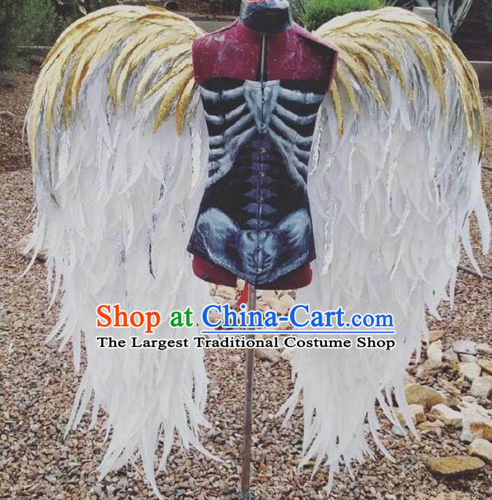 Custom Miami Catwalks Back Decorations Stage Performance Angel Accessories Model Show Feathers Props Halloween Cosplay Deluxe White Feather Wings