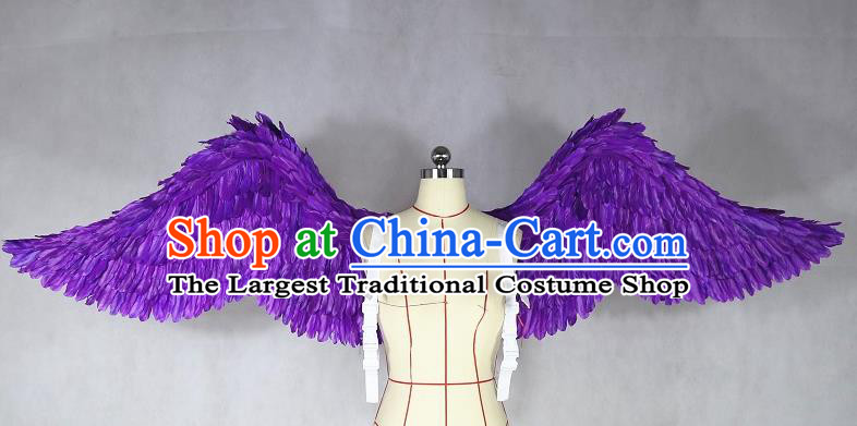 Custom Ceremony Performance Back Accessories Stage Show Purple Feathers Props Halloween Cosplay Deluxe Angel Wings Miami Catwalks Decorations