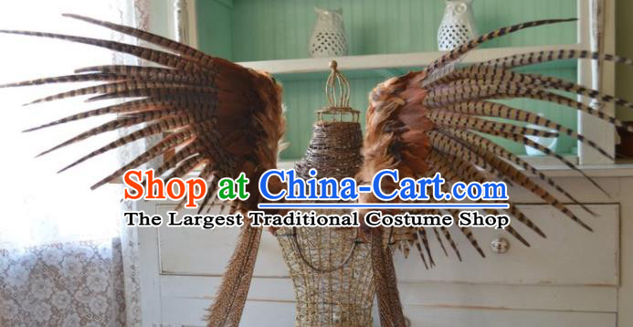 Custom Christmas Performance Brown Feather Wings Miami Catwalks Back Decorations Halloween Cosplay Wing Props Stage Show Accessories