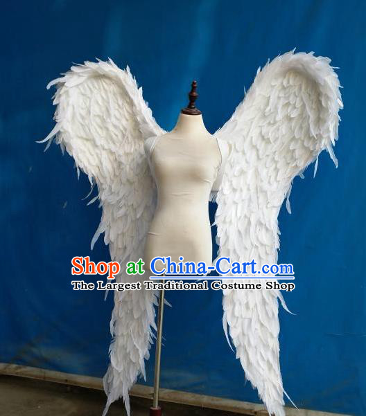 Custom Carnival Catwalks Accessories Miami Parade Show Decorations Cosplay Angel White Feather Wings Halloween Performance Props