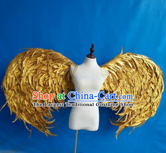 Custom Halloween Fancy Ball Props Carnival Catwalks Accessories Miami Parade Show Decorations Cosplay Angel Golden Feather Wings