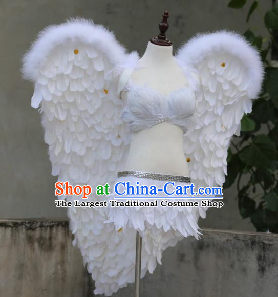 Custom Miami Angel White Feathers Wings Fancy Ball Deluxe Decorations Stage Show Props Halloween Cosplay Wear Carnival Parade Back Accessories