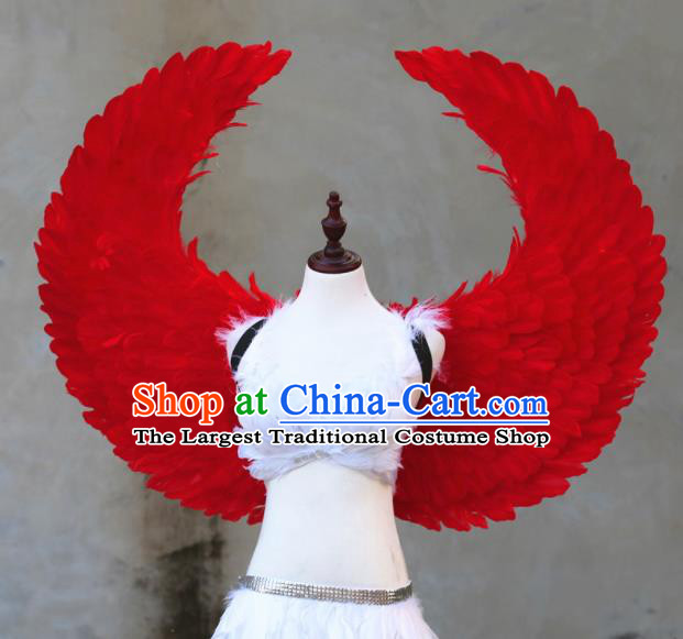 Custom Stage Show Props Opening Dance Wear Carnival Parade Back Accessories Miami Angel Red Feather Wings Halloween Cosplay Decorations