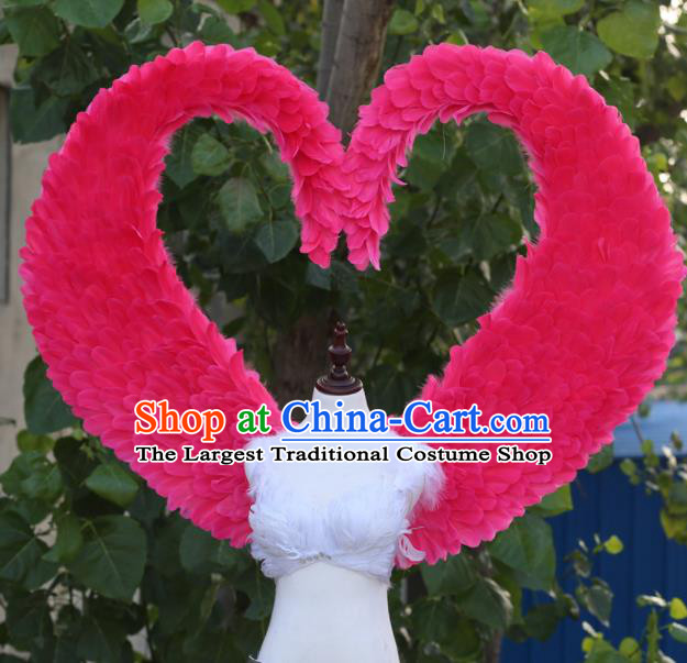 Custom Miami Angel Rosy Feather Wings Halloween Cosplay Decorations Stage Show Props Opening Dance Wear Carnival Parade Back Accessories