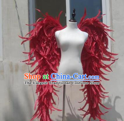 Custom Opening Dance Wear Carnival Parade Back Accessories Miami Angel Red Feather Wings Halloween Cosplay Decorations Stage Show Giant Props