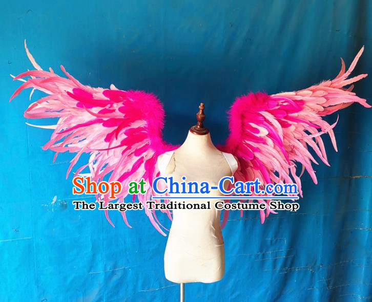 Custom Catwalks Angel Props Halloween Fancy Ball Back Accessories Carnival Parade Wear Miami Show Pink Feathers Decorations Cosplay Deluxe Wings