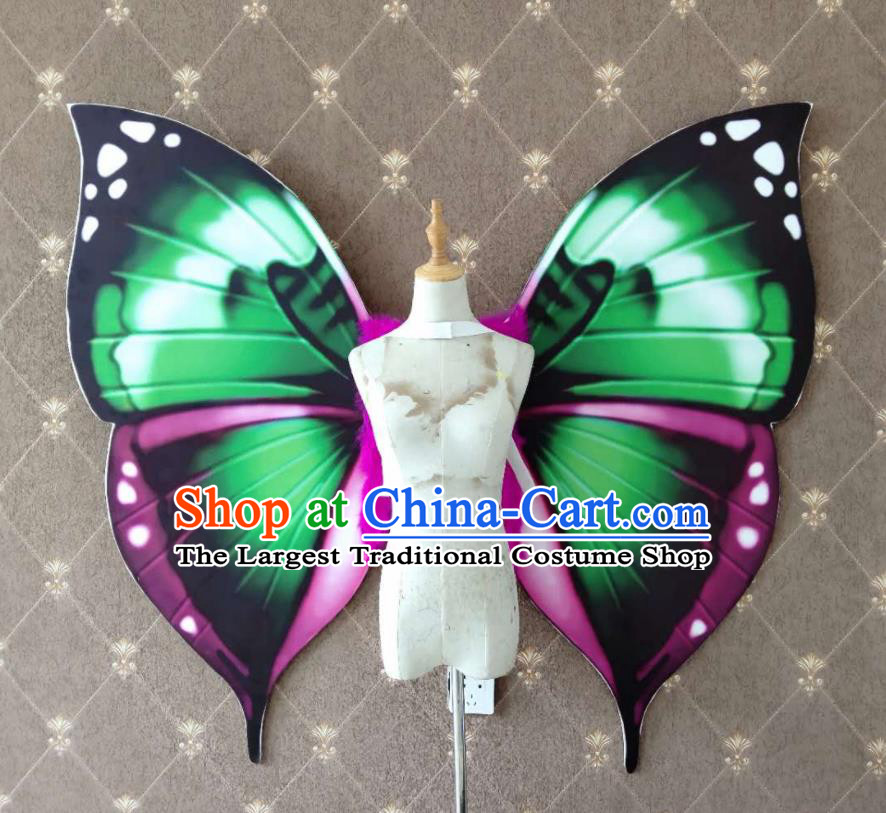 Custom Miami Parade Accessories Christmas Green Butterfly Wings Halloween Performance Decorations Stage Show Angel Props Opening Dance Wear