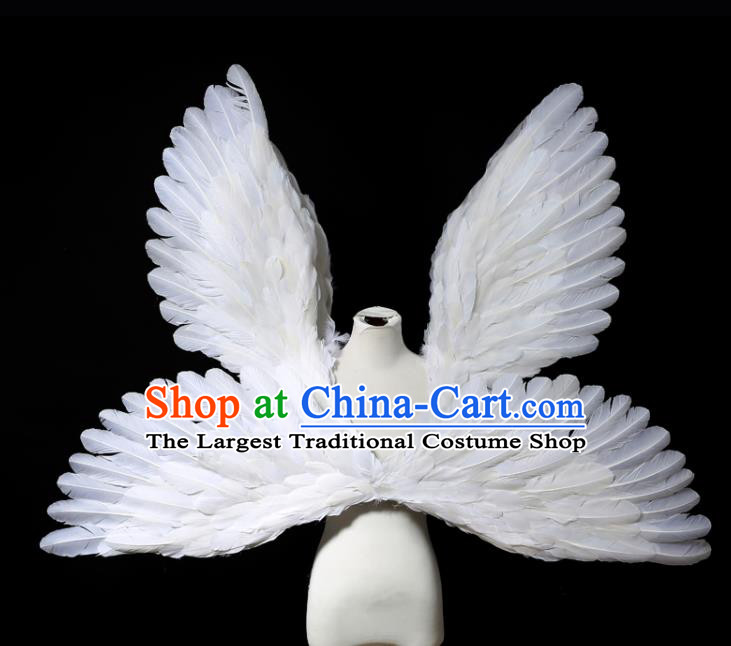 Custom Christmas Catwalks Props Opening Dance Deluxe Butterfly Wings Carnival Parade Accessories Miami Stage Show White Feather Wear
