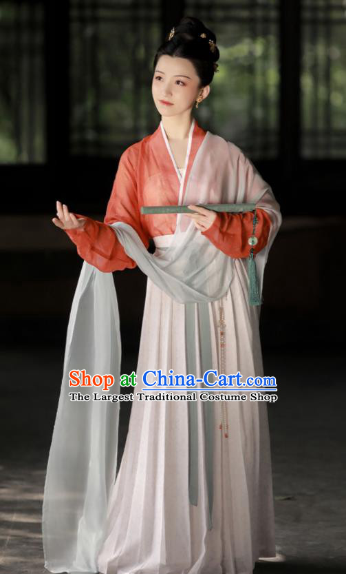 China Song Dynasty Palace Lady Historical Clothing Traditional Court Woman Hanfu Dress Ancient Garment Costumes