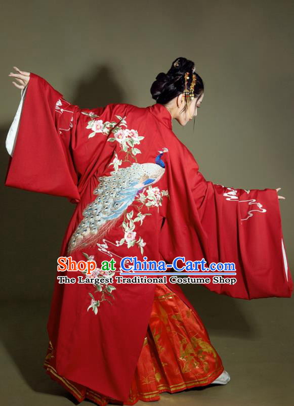 China Ancient Nobility Woman Costumes Ming Dynasty Imperial Concubine Historical Clothing Traditional Wedding Embroidered Hanfu Dress Garments