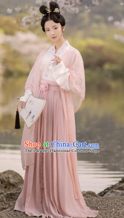 China Traditional Hanfu Dress Ancient Young Beauty Garment Costumes Song Dynasty Court Princess Historical Clothing Full Set