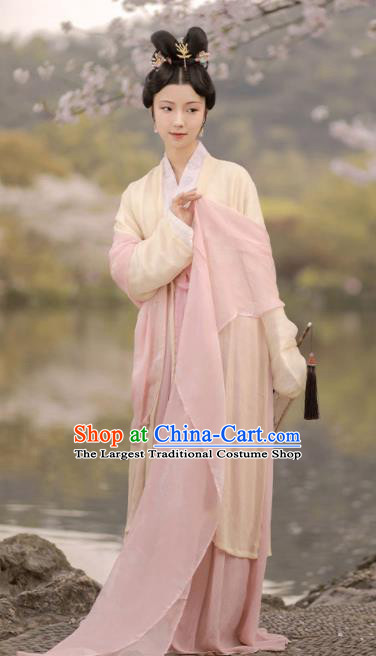 China Traditional Hanfu Dress Ancient Young Beauty Garment Costumes Song Dynasty Court Princess Historical Clothing Full Set