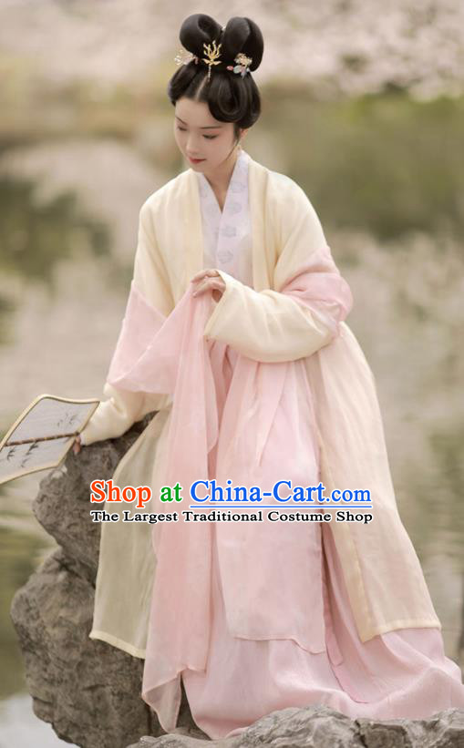 China Traditional Hanfu Dress Ancient Young Beauty Garment Costumes Song Dynasty Court Princess Historical Clothing Full Set