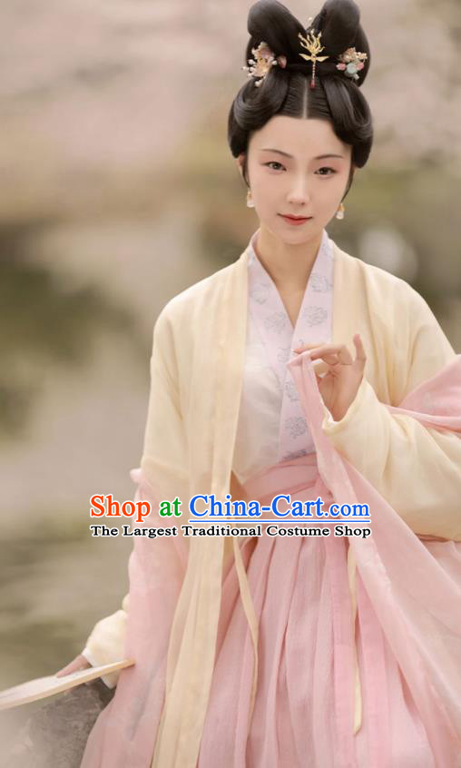 China Traditional Hanfu Dress Ancient Young Beauty Garment Costumes Song Dynasty Court Princess Historical Clothing Full Set