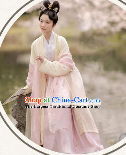 China Traditional Hanfu Dress Ancient Young Beauty Garment Costumes Song Dynasty Court Princess Historical Clothing Full Set