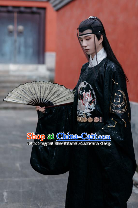 China Ming Dynasty Royal Prince Historical Clothing Traditional Swordsman Hanfu Robe Ancient Young Childe Garment Costumes