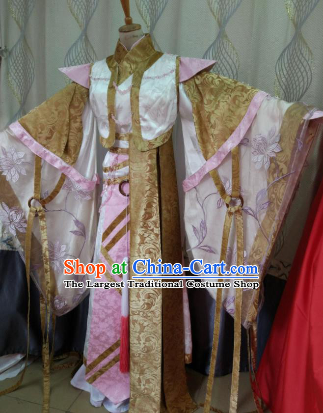 China Cosplay Fairy Queen Dress Outfits Traditional Puppet Show Swordswoman Piao Miaoyue Garment Costumes Ancient Empress Clothing