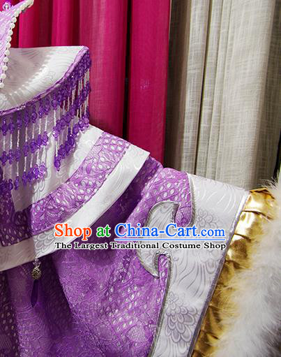 China Cosplay Fairy Queen Purple Dress Outfits Traditional Puppet Show Goddess Yu Lijing Garment Costumes Ancient Empress Clothing