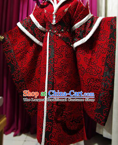 Chinese Traditional Cosplay Swordsman Clothing Puppet Show Prince Xuan Tong Garment Costumes Ancient Noble Childe Red Robe Uniforms