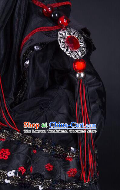 China Ancient Imperial Concubine Clothing Cosplay Princess Black Dress Outfits Traditional Puppet Show Swordswoman Feng Cailing Garment Costumes
