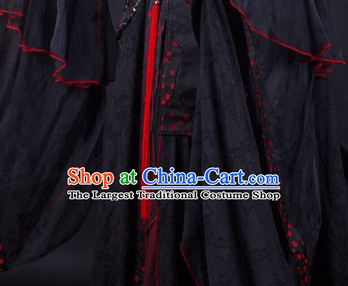 China Ancient Imperial Concubine Clothing Cosplay Princess Black Dress Outfits Traditional Puppet Show Swordswoman Feng Cailing Garment Costumes