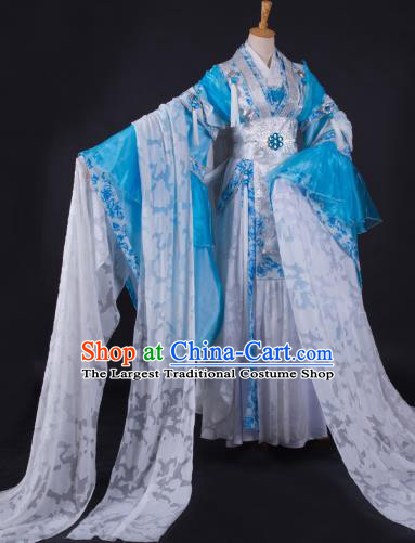 China Cosplay Fairy Blue Dress Outfits Traditional Puppet Show Princess Feng Cailing Garment Costumes Ancient Swordswoman Clothing