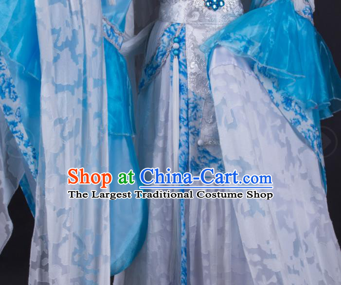 China Cosplay Fairy Blue Dress Outfits Traditional Puppet Show Princess Feng Cailing Garment Costumes Ancient Swordswoman Clothing