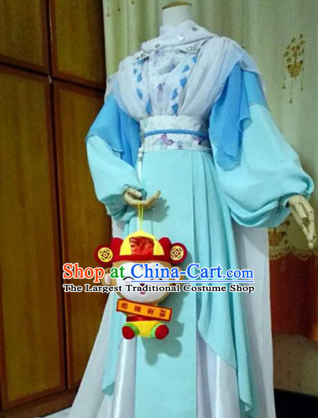 China Ancient Young Lady Clothing Cosplay Chivalrous Woman Blue Dress Outfits Traditional Puppet Show Female Swordsman Garment Costumes
