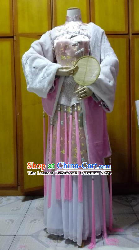 China Traditional Puppet Show Fairy Han Yancui Garment Costumes Ancient Palace Beauty Clothing Cosplay Princess Pink Dress Outfits