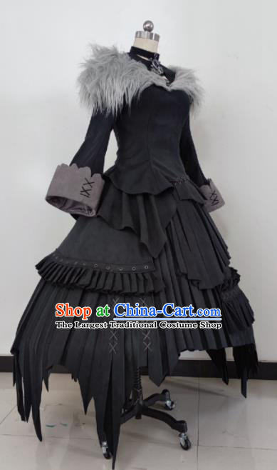 Top Game Character Gothic Princess Garment Costume Traditional Demon Angel Clothing Cosplay Young Lady Black Dress