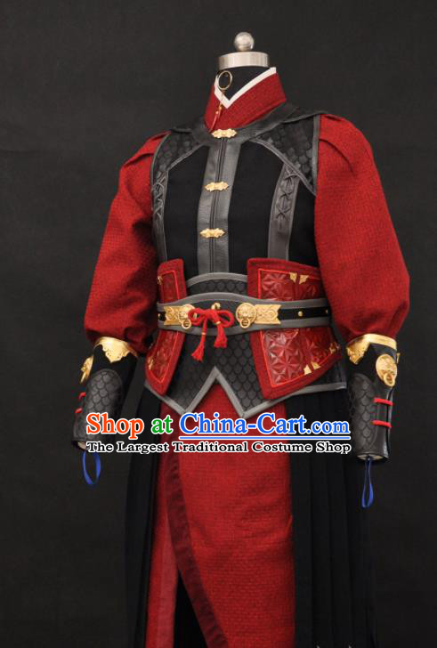 Chinese Ancient Swordsman Red Uniforms Traditional Cosplay Young Knight Clothing Swords of Legends Warrior Garment Costumes