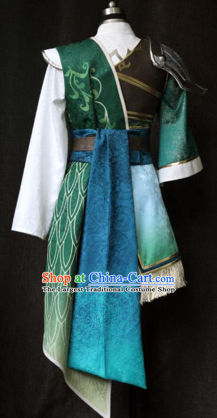 Chinese Ancient Swordsman Green Uniforms Traditional Cosplay Young Knight Clothing Game Dynasty Warriors Jiang Wei Garment Costumes