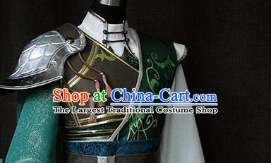 Chinese Ancient Swordsman Green Uniforms Traditional Cosplay Young Knight Clothing Game Dynasty Warriors Jiang Wei Garment Costumes